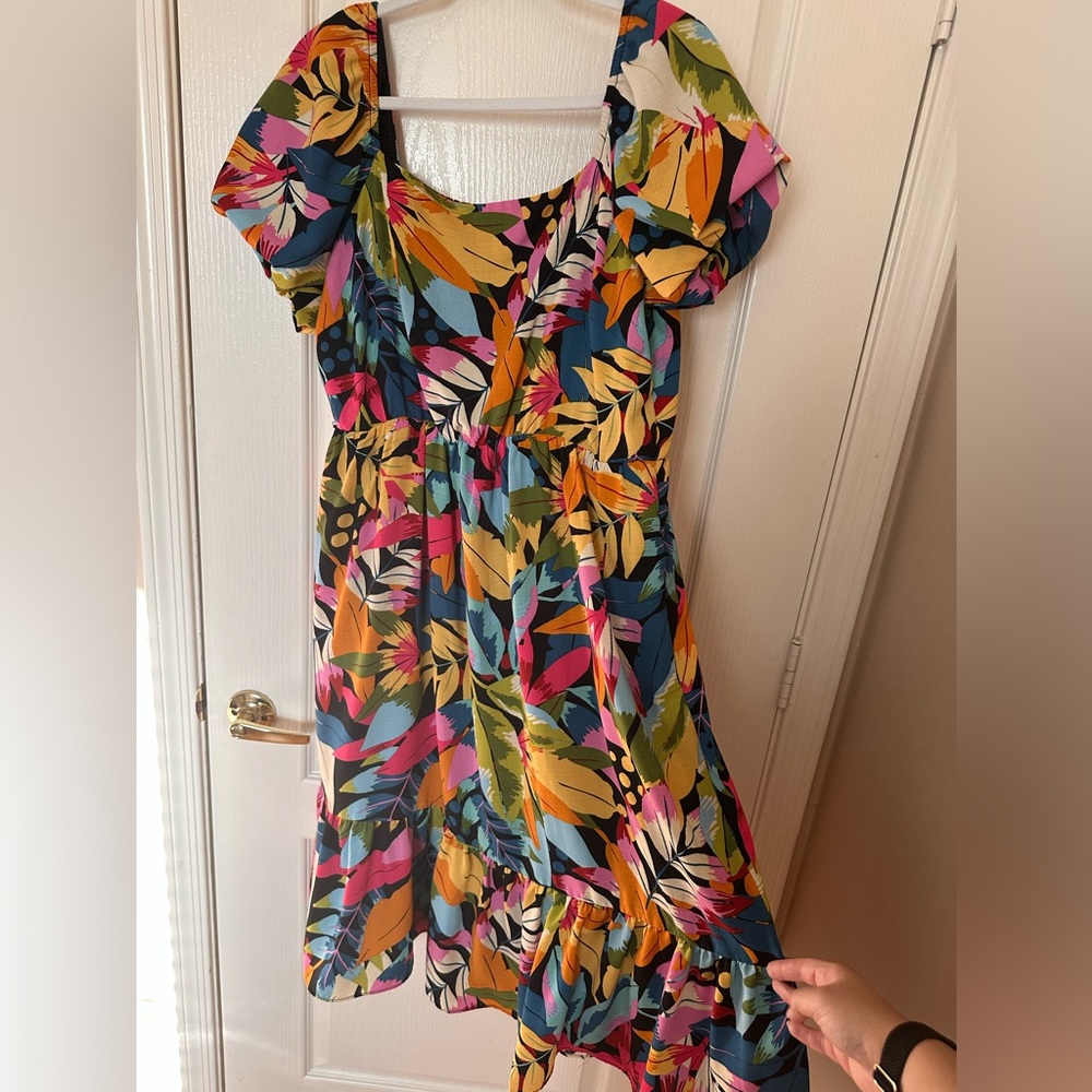 Maia Square Neck Tropical Floral Dress